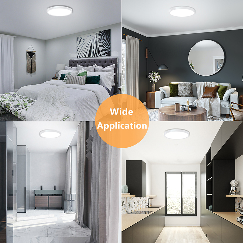 9inch LED Flush Mount Ceiling Light Fixture White, Modern LED Ceiling Light, 18W 5000K 2160LM - 图片 3