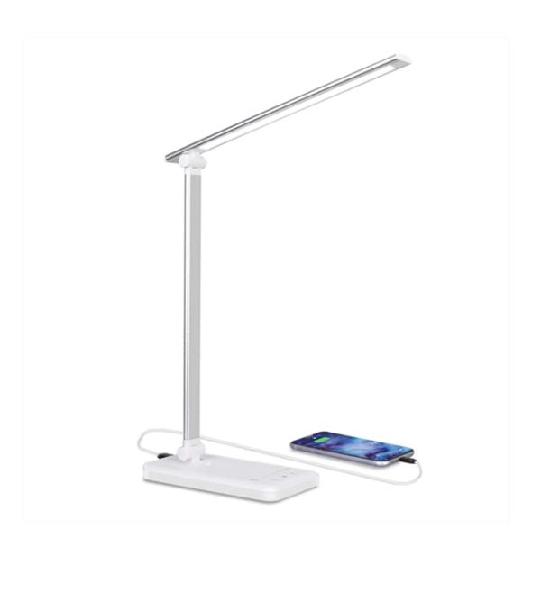 Eye Caring LED Desk Lamps with USB Charging Port, Dimmable, 5 Color Modes, 10 Brightness Levels