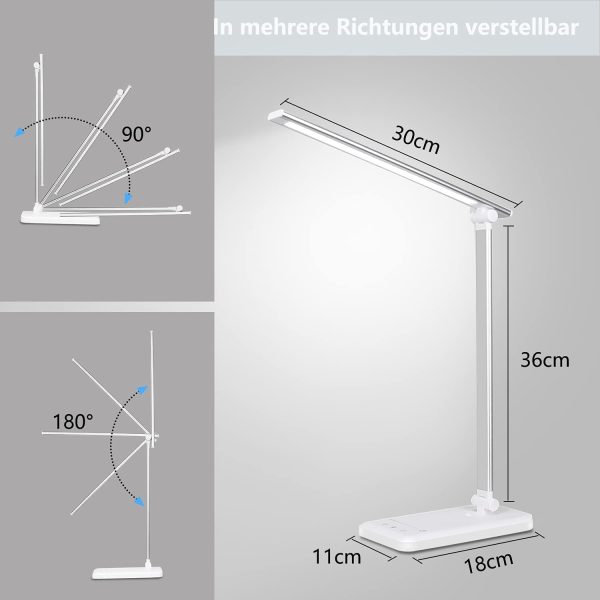 Eye Caring LED Desk Lamps with USB Charging Port, Dimmable, 5 Color Modes, 10 Brightness Levels - 图片 7