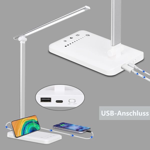 Eye Caring LED Desk Lamps with USB Charging Port, Dimmable, 5 Color Modes, 10 Brightness Levels - 图片 3