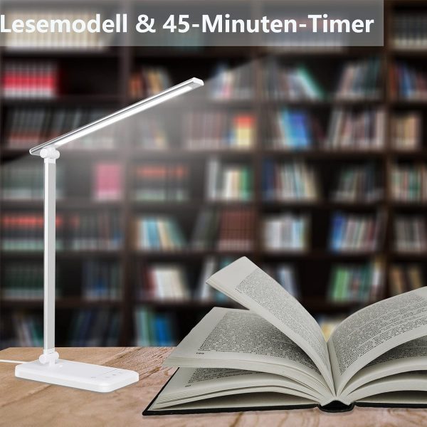 Eye Caring LED Desk Lamps with USB Charging Port, Dimmable, 5 Color Modes, 10 Brightness Levels - 图片 5