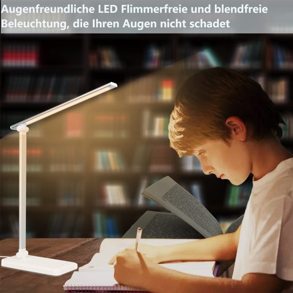 Eye Caring LED Desk Lamps with USB Charging Port, Dimmable, 5 Color Modes, 10 Brightness Levels - 图片 6