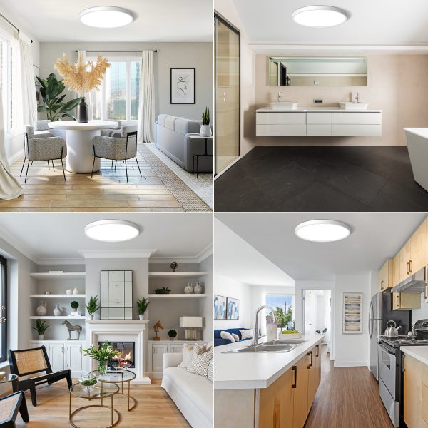 12Inch LED Flush Mount Ceiling Light Fixture, 24W Flat led Ceiling Light 5000K 2300 Lumens White - 图片 5