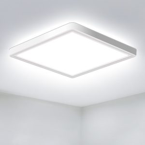CHARYJOD LED Flush Mount Ceiling Light Fixture, 18w Square Ceiling Light, 9inch 5000K Daylight White Slim Flat Panel Lighting Fixture, Modern Ceiling Lamp for Bedroom Kitchen Bathroom Living Room