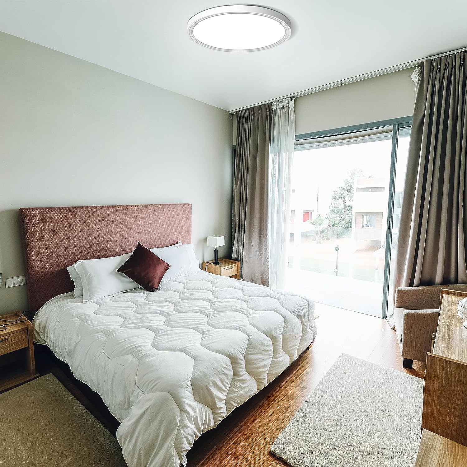 CHARYJOD LED Flush Mount Ceiling Light, 9inch Low Profile LED Ceiling Light,18W 5000K Ultra Thin Round Ceiling Light Fixture for Kitchen Bedroom Hallway Garage Laundry Stairwell Basement Closet White - 图片 7