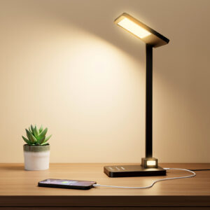 3 in 1 LED Desk Lamp Dimmable Table Lamp Reading Lamp with USB Charging Port and Night Light, Multi-angle Adjustable 25 Lighting Modes Bright Eye-Caring Desk Light Desk Lamp for College Dorm Room