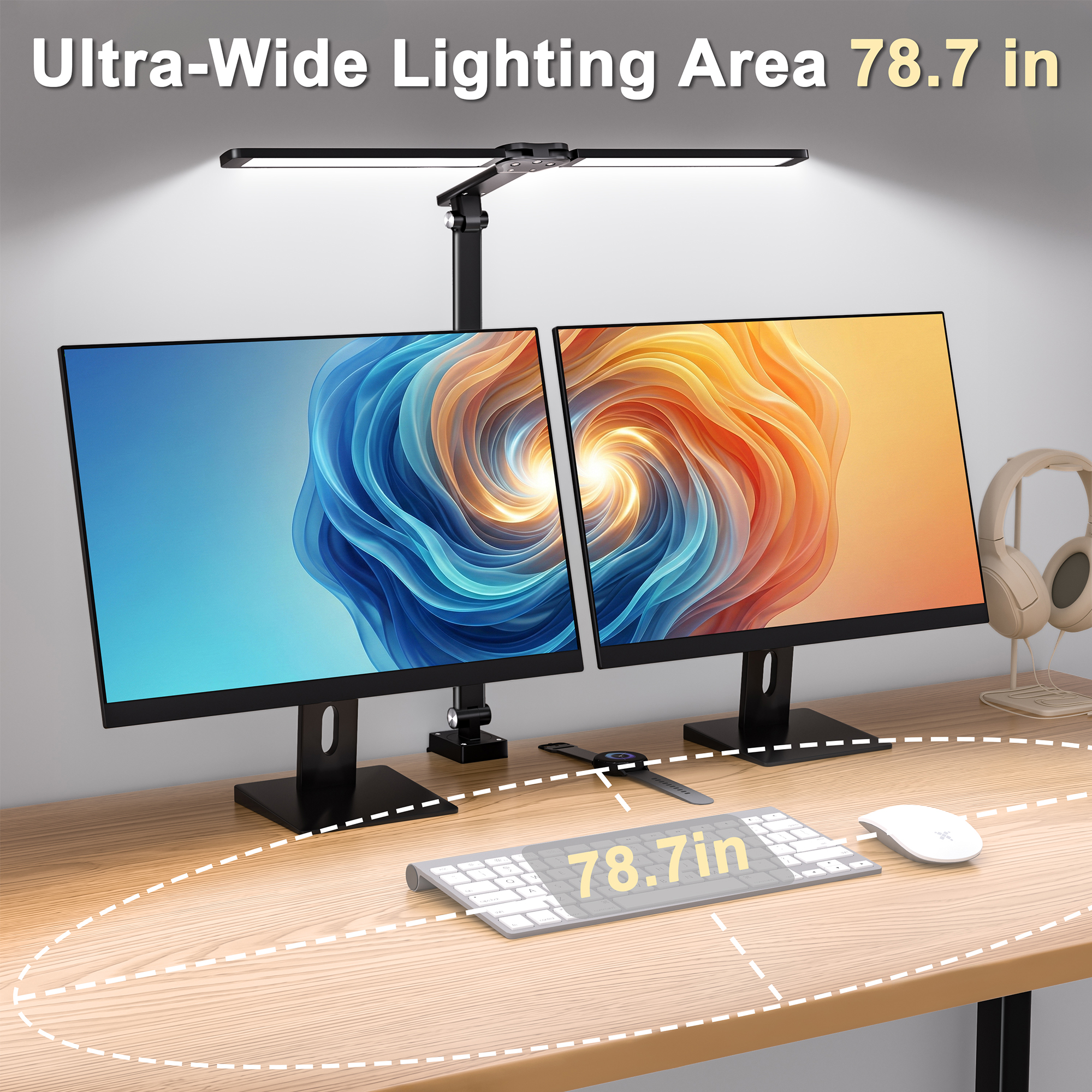 CHARYJOD LED Desk Lamp for Office Home, Height Adjustable Architect Desk Light with Clamp, Eye Caring Stepless Dimming Desk Lamp for Reading, Study, Workbench, 50 Lighting Models - 图片 3